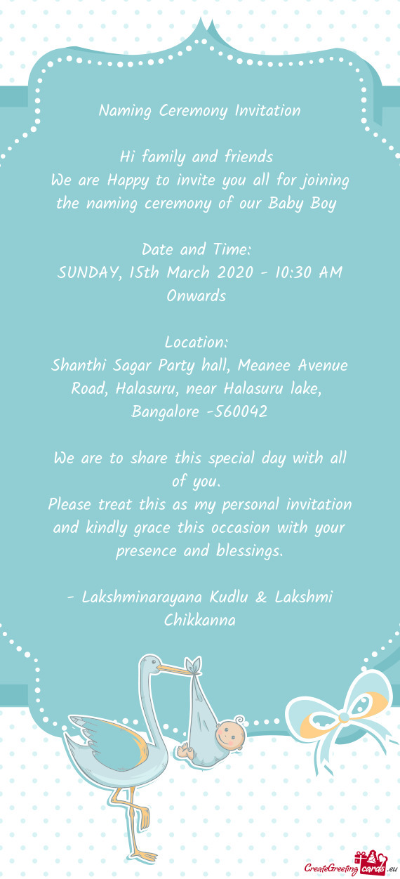 SUNDAY, 15th March 2020 - 10:30 AM Onwards