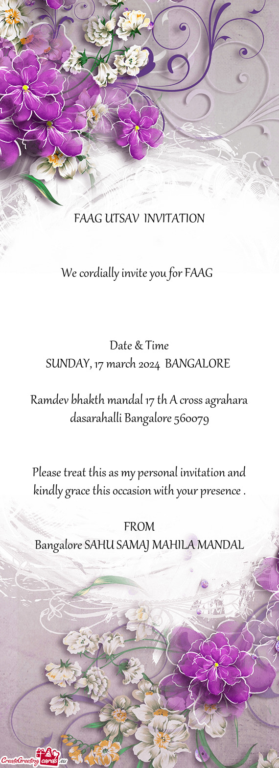 SUNDAY, 17 march 2024 BANGALORE