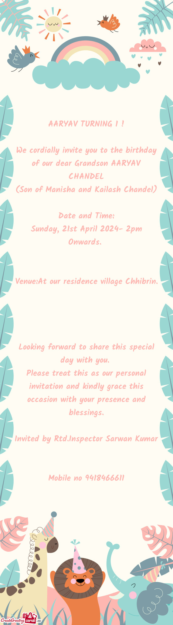 Sunday, 21st April 2024- 2pm Onwards