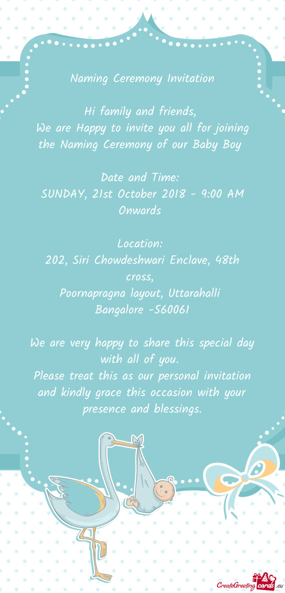 SUNDAY, 21st October 2018 - 9:00 AM Onwards