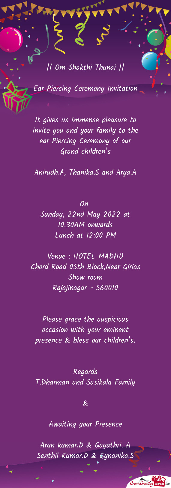 Sunday, 22nd May 2022 at 10.30AM onwards