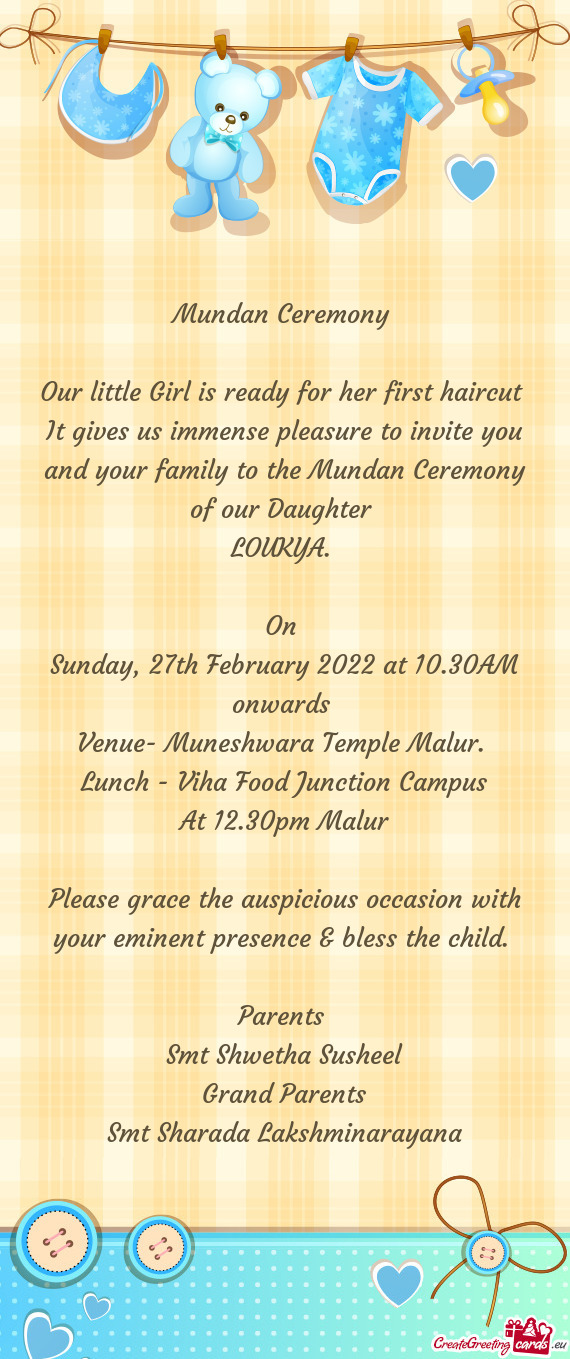 Sunday, 27th February 2022 at 10.30AM onwards