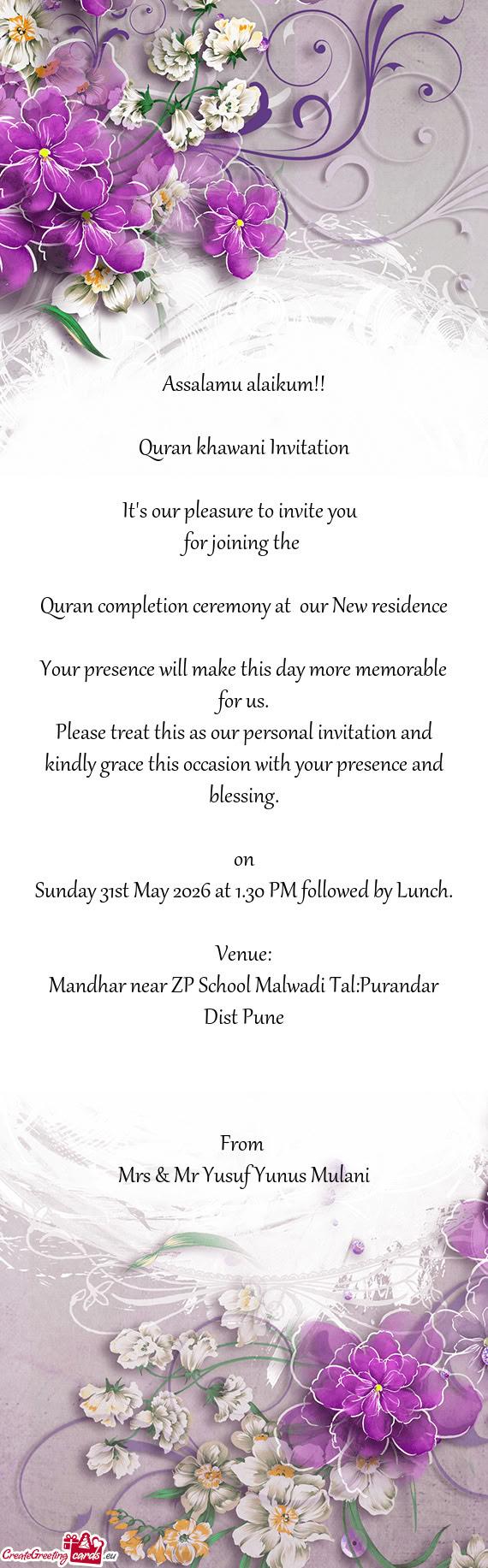 Sunday 31st May 2026 at 1.30 PM followed by Lunch