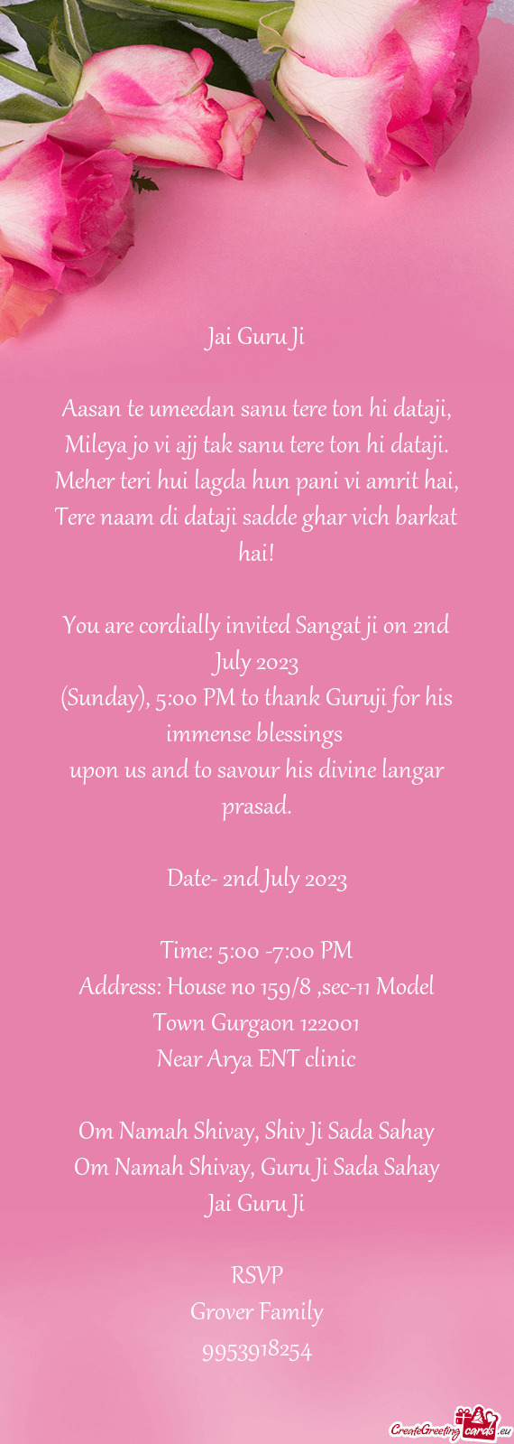 (Sunday), 5:00 PM to thank Guruji for his immense blessings