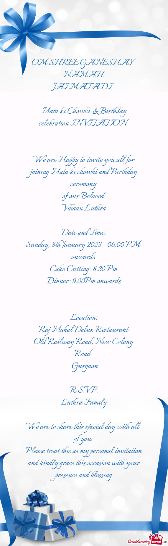 Sunday, 8th January 2023 - 06:00 PM onwards