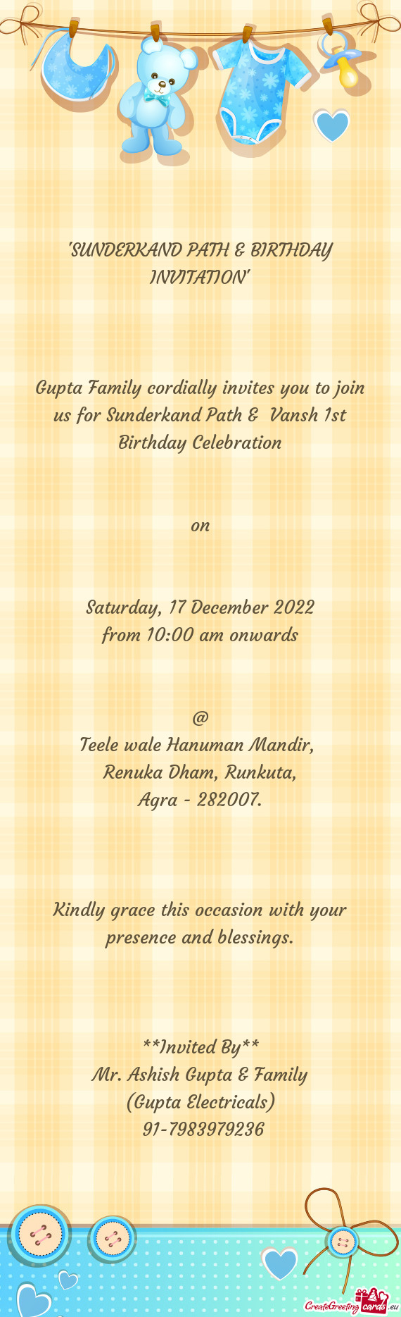 "SUNDERKAND PATH & BIRTHDAY INVITATION"