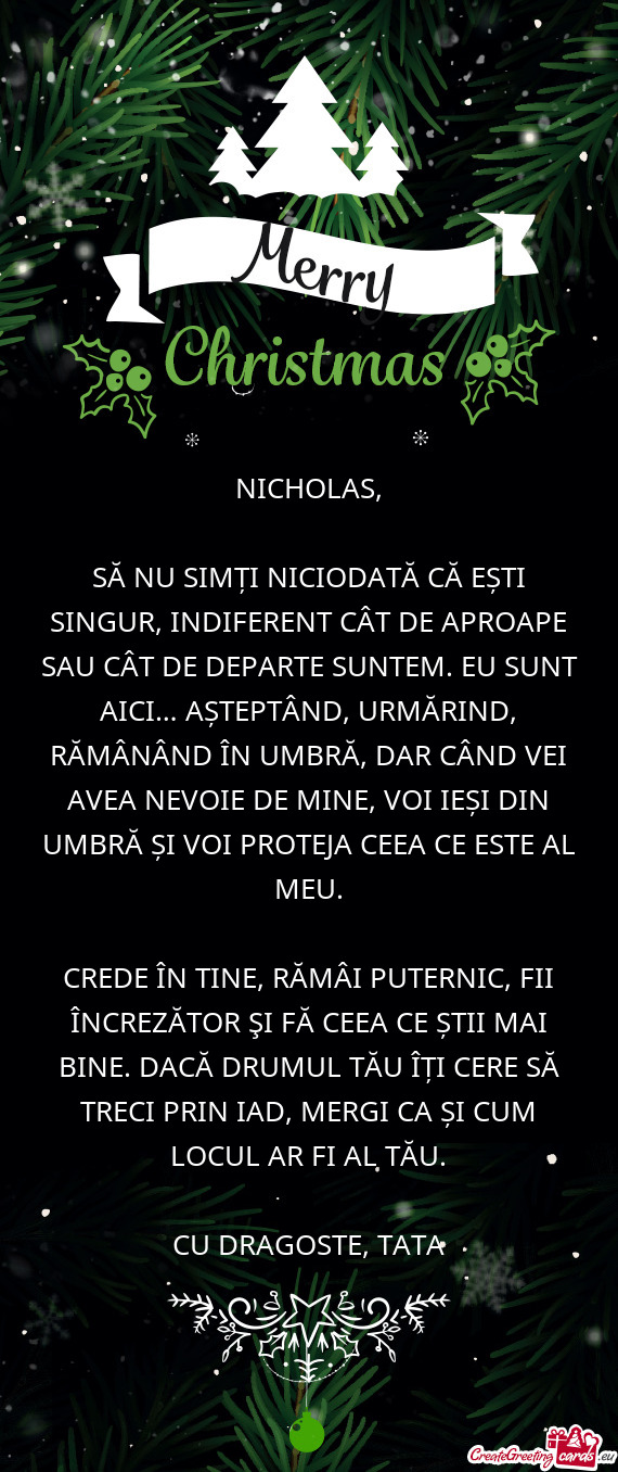 SUNT AICI… AȘTEPTÂND, URMĂRIND, RĂMÂNÂND ÎN UMBRĂ, DAR CÂND VEI AVEA NEVOIE DE MINE, VOI