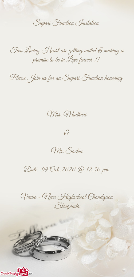 Supari Function Invitation