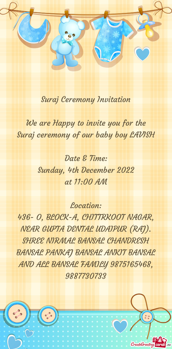 Suraj Ceremony Invitation