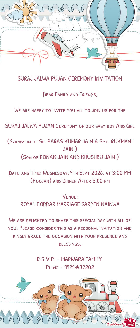 SURAJ JALWA PUJAN CEREMONY INVITATION