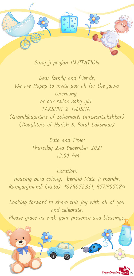 Suraj ji poojan INVITATION