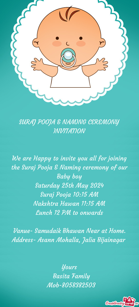 SURAJ POOJA & NAMING CEREMONY INVITATION