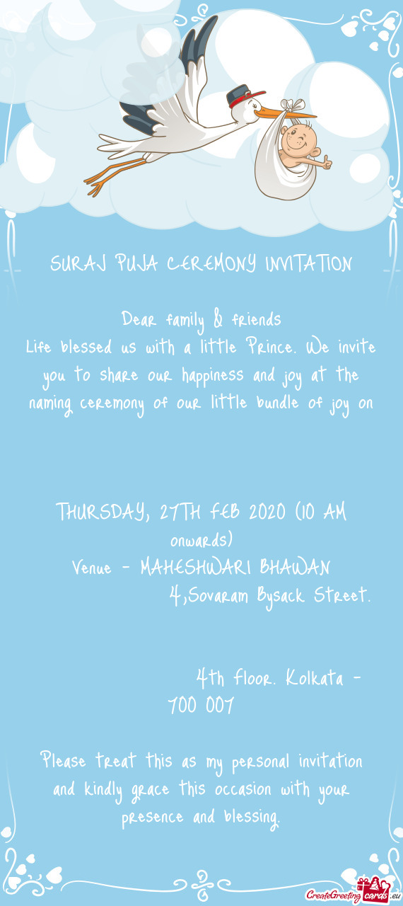 SURAJ PUJA CEREMONY INVITATION