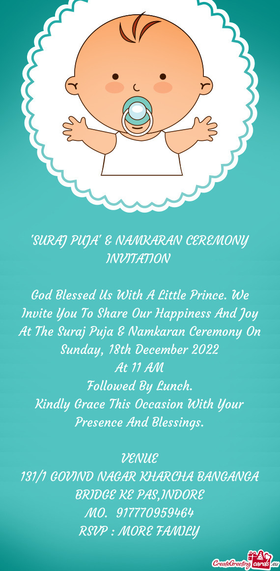 "SURAJ PUJA" & NAMKARAN CEREMONY INVITATION