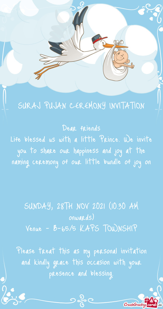 SURAJ PUJAN CEREMONY INVITATION