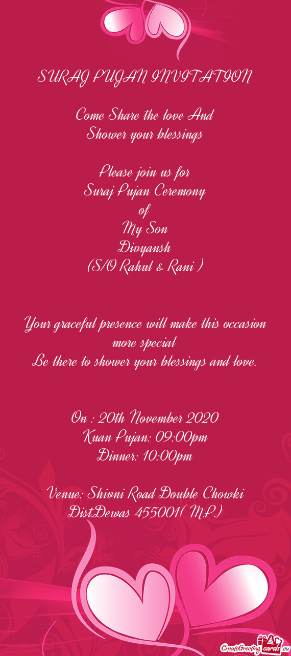 SURAJ PUJAN INVITATION