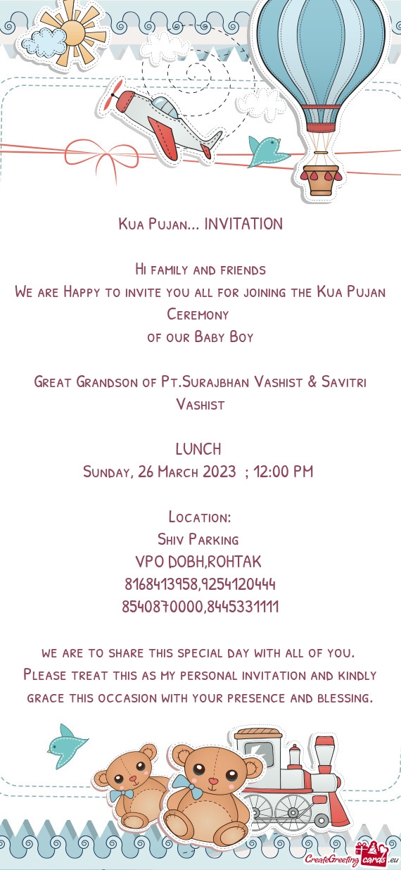 Surajbhan Vashist & Savitri Vashist LUNCH Sunday