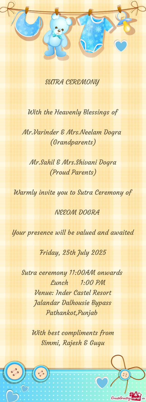 Sutra ceremony 11:00AM onwards