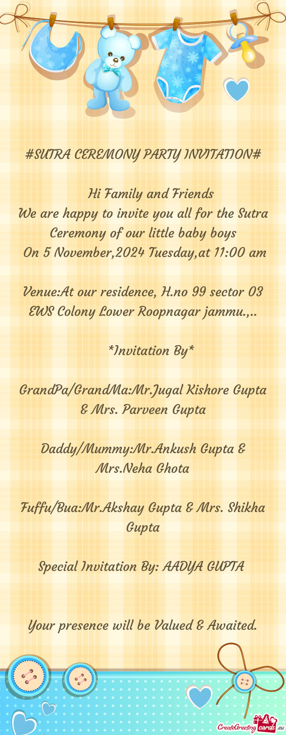 #SUTRA CEREMONY PARTY INVITATION#