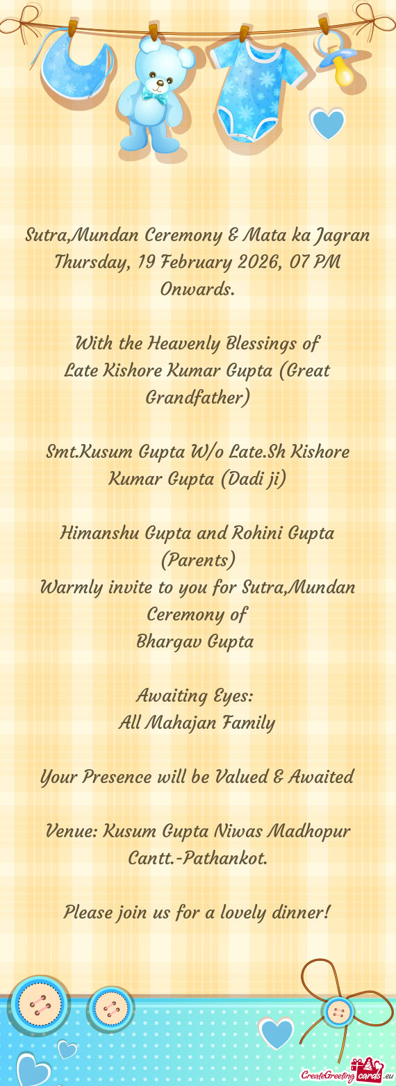 Sutra,Mundan Ceremony & Mata ka Jagran