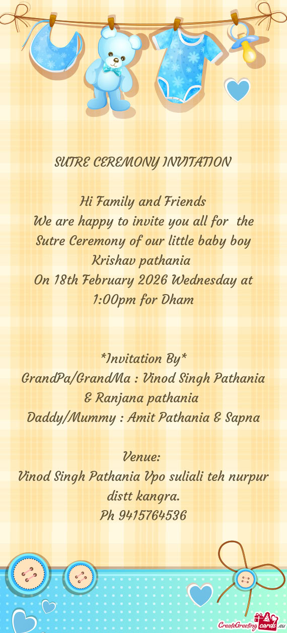 SUTRE CEREMONY INVITATION