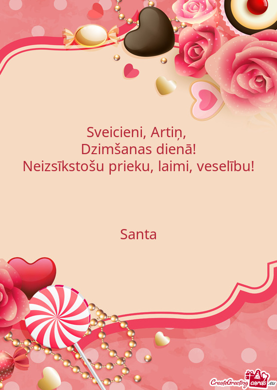 Sveicieni, Artiņ