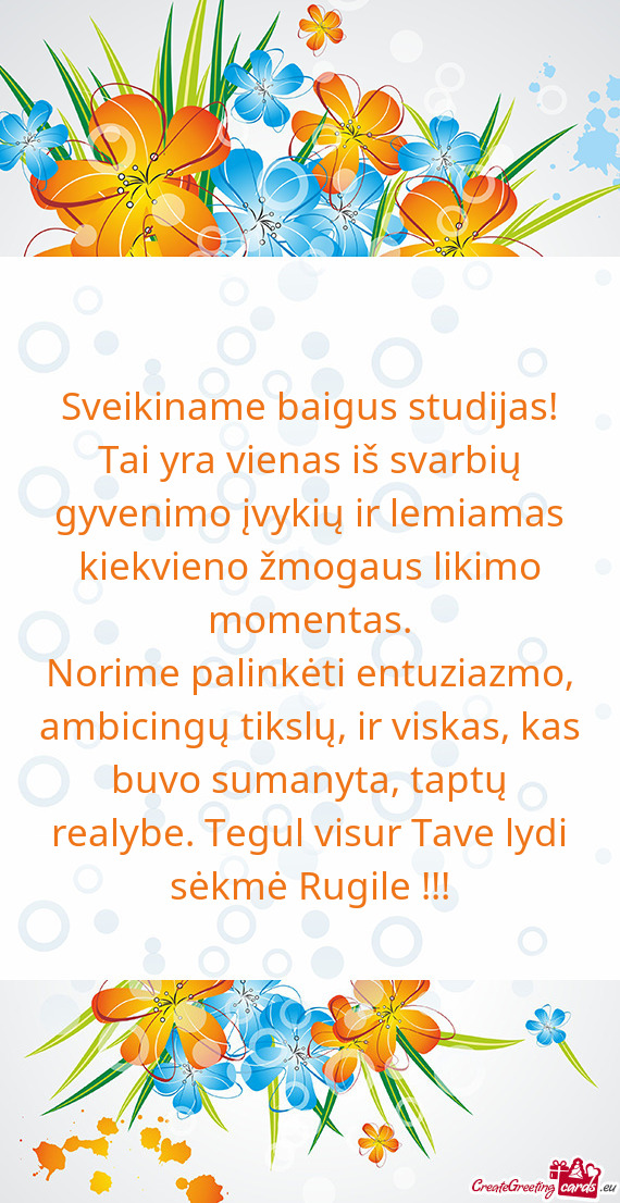 Sveikiname baigus studijas