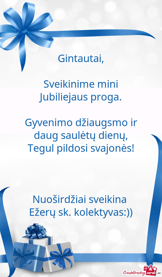 Sveikinime mini Jubiliejaus proga