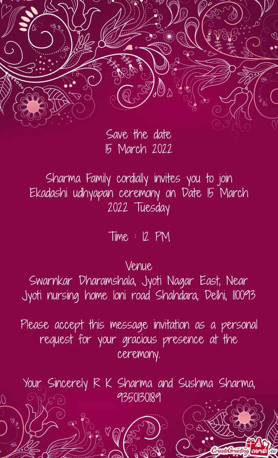 Swarnkar Dharamshala, Jyoti Nagar East, Near Jyoti nursing home loni road Shahdara, Delhi, 110093