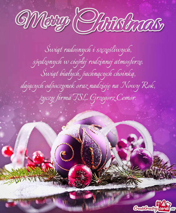 Świąt radosnych i szczęśliwych