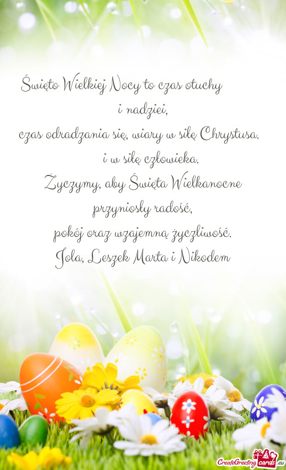 Święto Wielkiej Nocy to czas otuchy   i nadziei