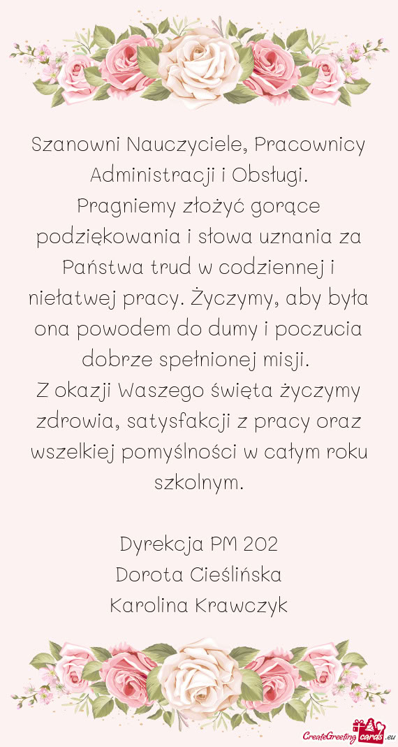 Szanowni Nauczyciele, Pracownicy Administracji i Obsługi