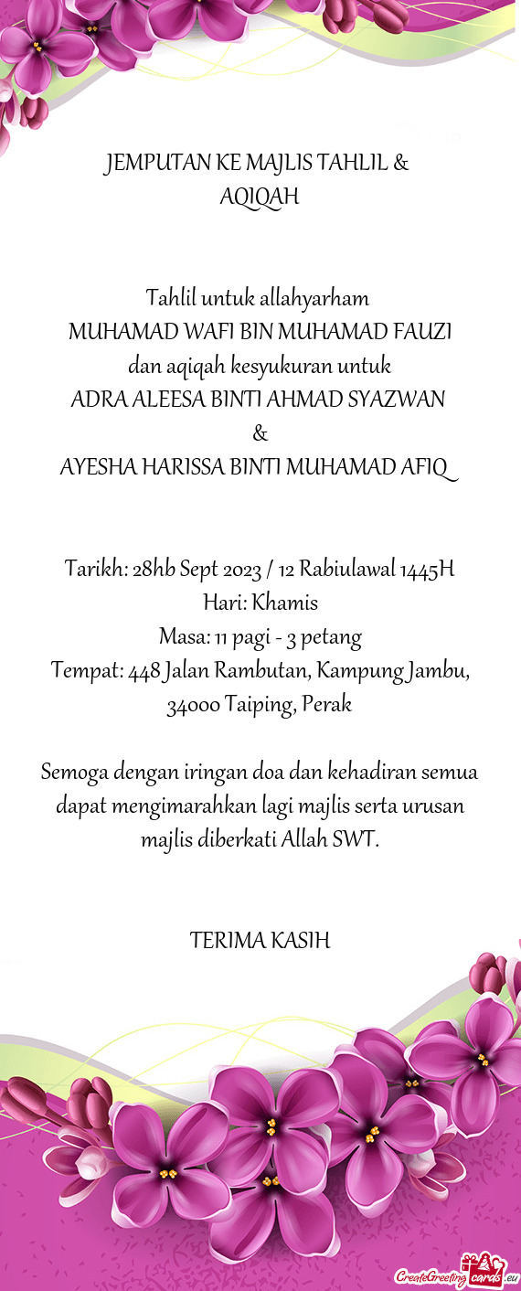 Tahlil untuk allahyarham