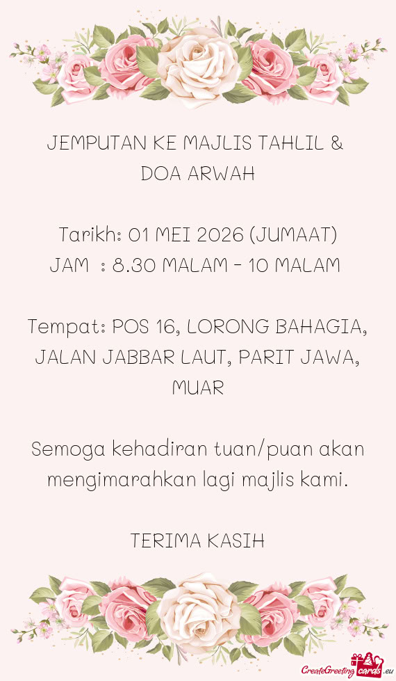 Tarikh: 01 MEI 2026 (JUMAAT)