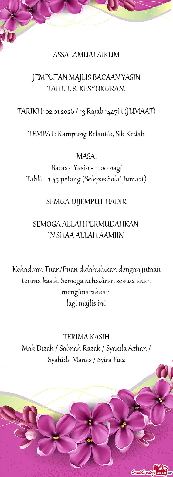 TARIKH: 02.01.2026 / 13 Rajab 1447H (JUMAAT)