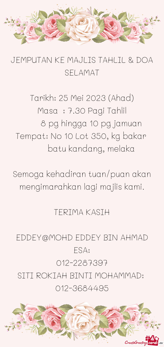 Tarikh: 25 Mei 2023 (Ahad)