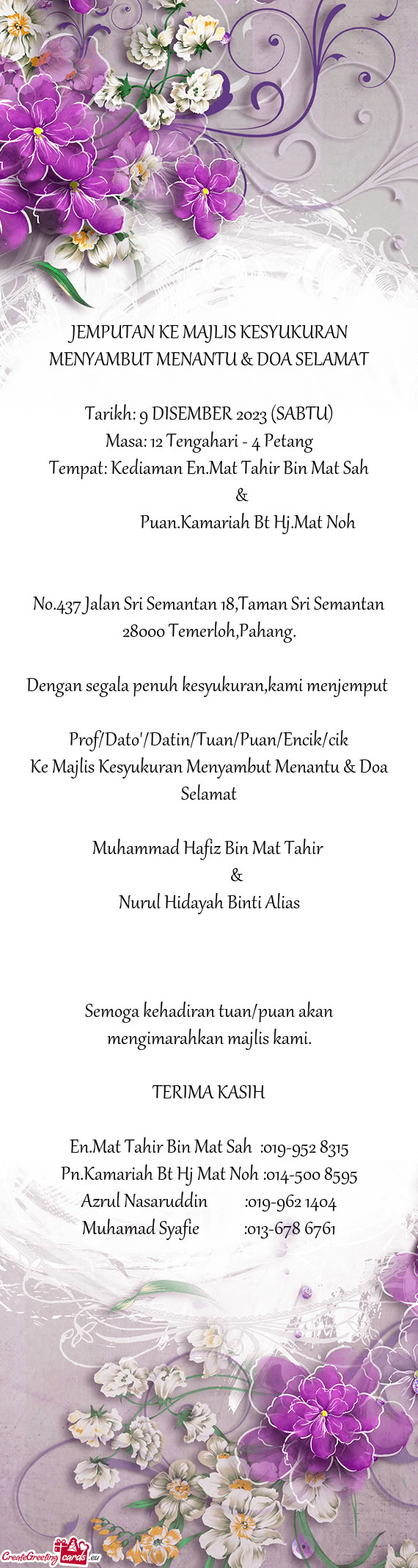 Tarikh: 9 DISEMBER 2023 (SABTU)