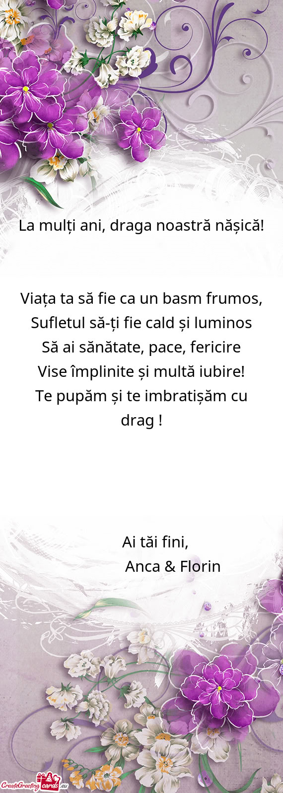 Te pupăm și te imbratișăm cu drag
