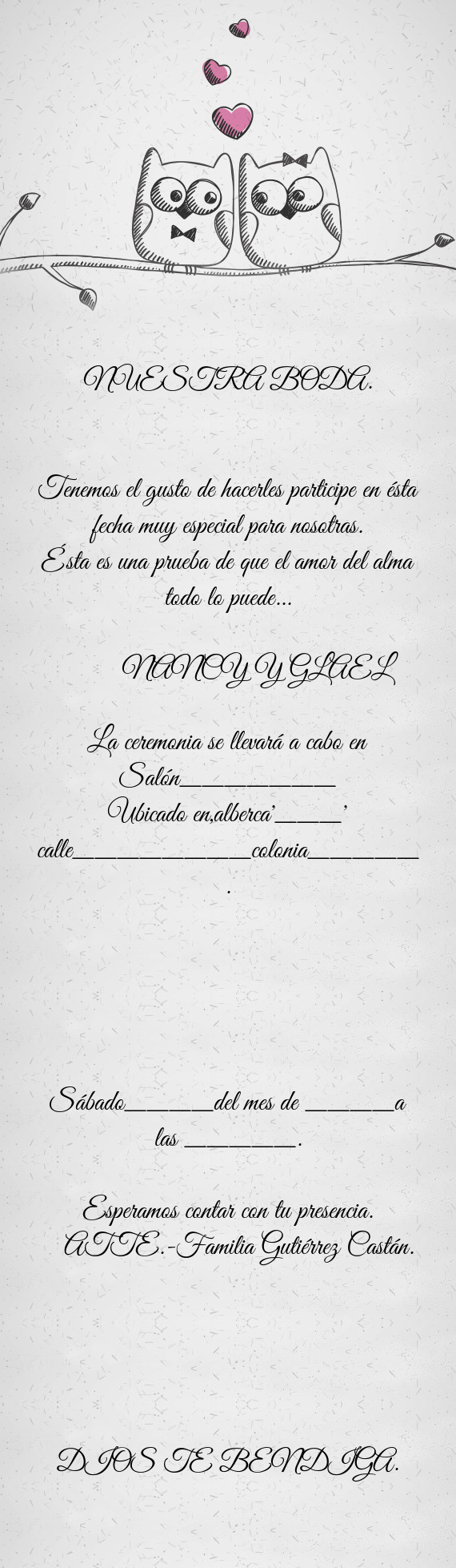 Tenemos el gusto de hacerles participe en ésta fecha muy especial para nosotras