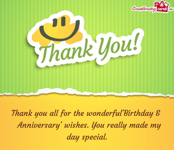 Thank you all for the wonderful"Birthday &