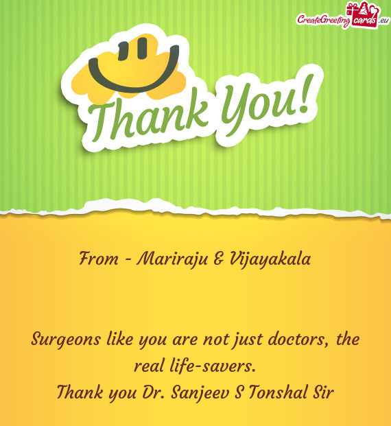 Thank you Dr. Sanjeev S Tonshal Sir