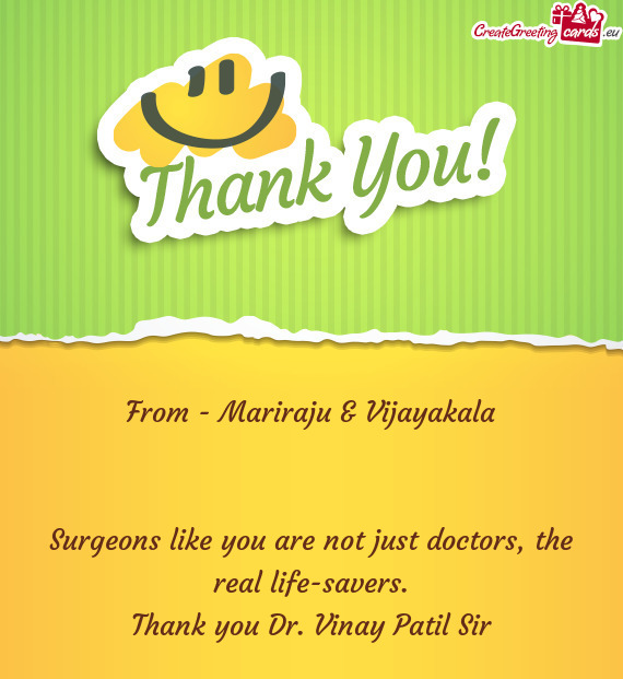 Thank you Dr. Vinay Patil Sir