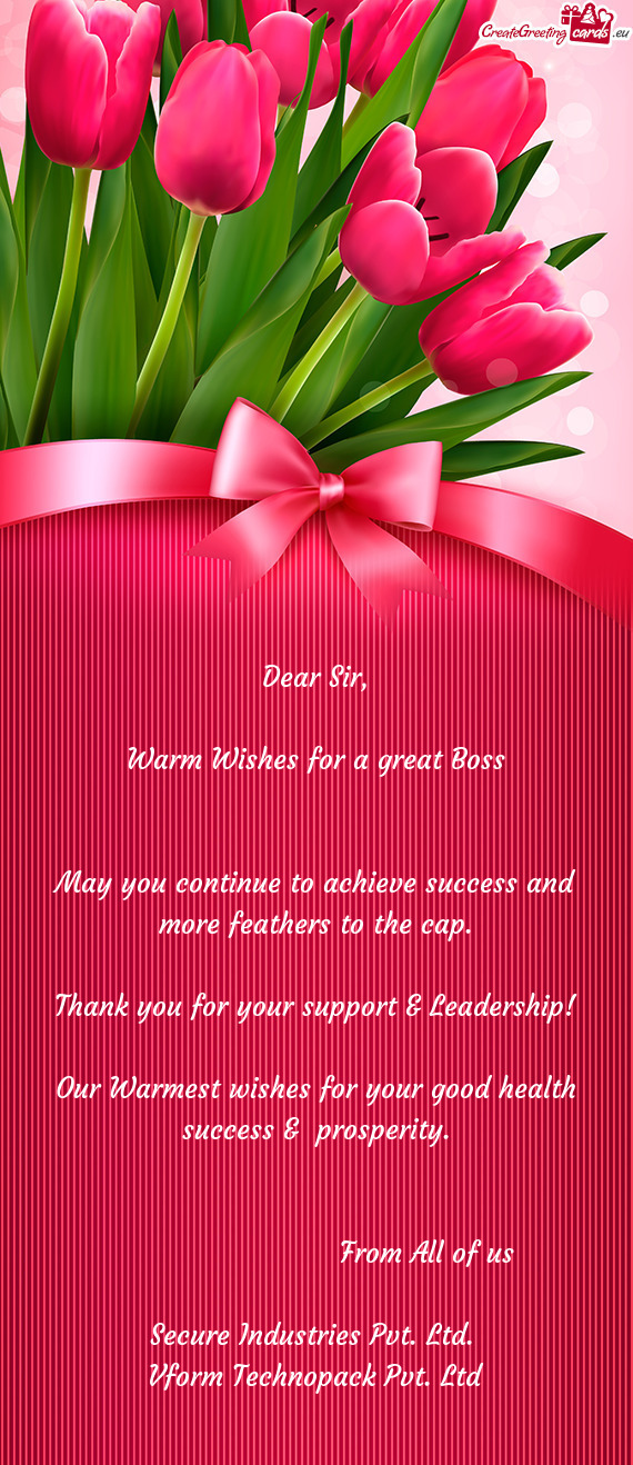 Thank you for your support & Leadership