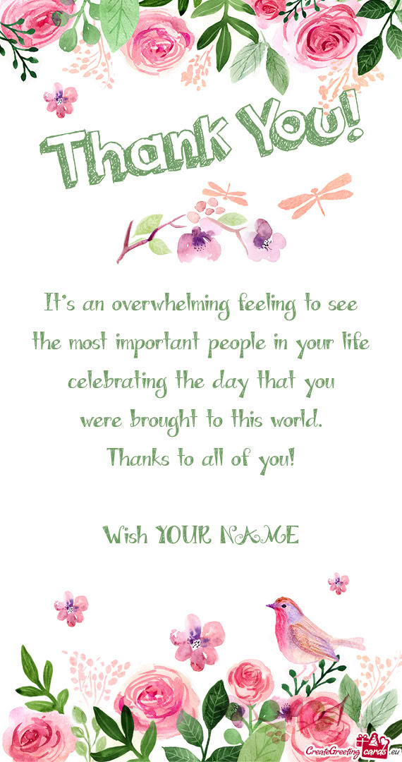 Thanks to all of you! Wish YOUR NAME