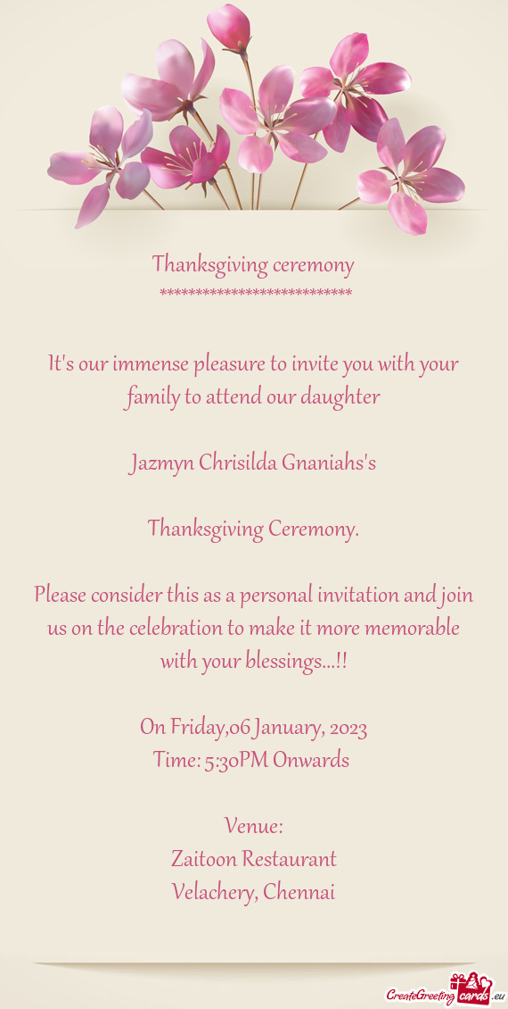 Thanksgiving ceremony