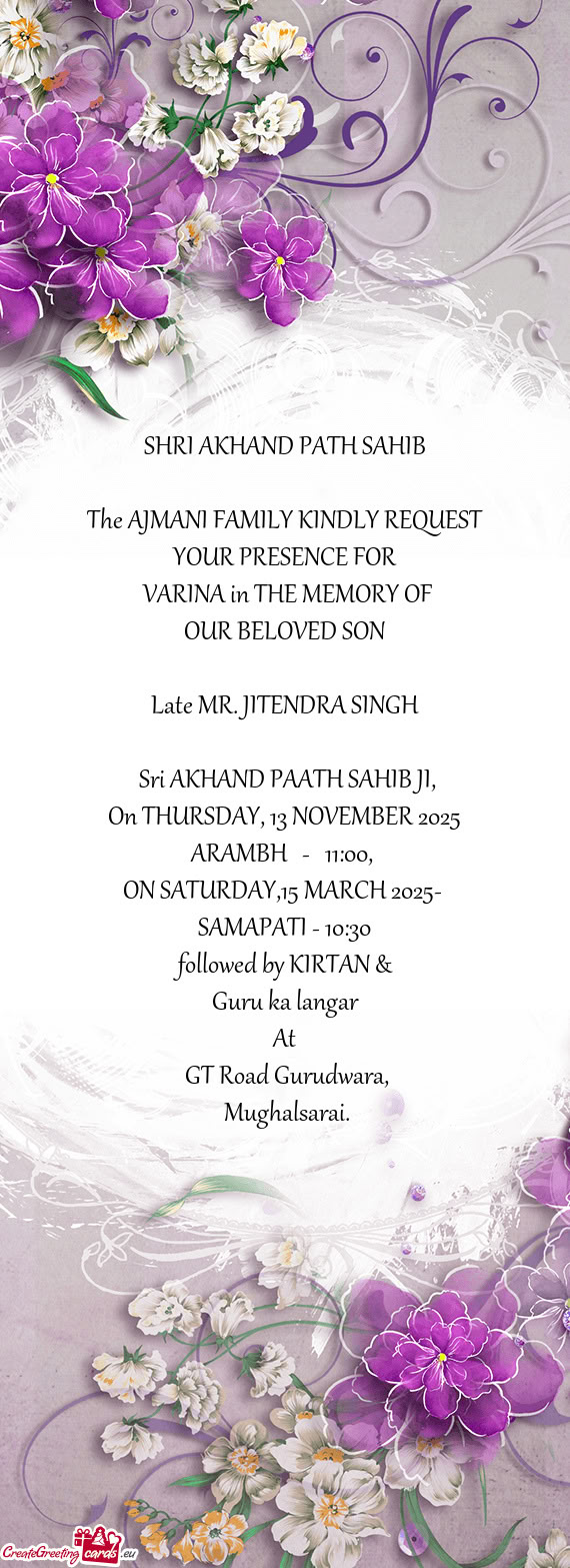 The AJMANI FAMILY KINDLY REQUEST