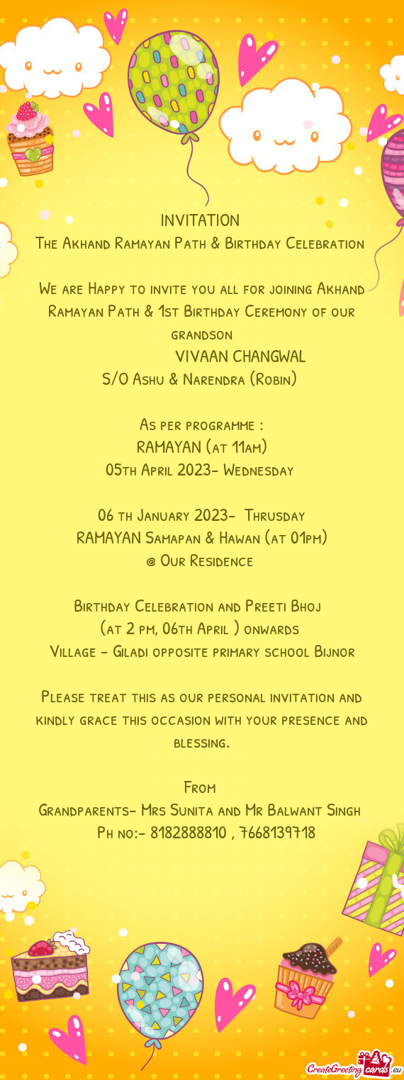 The Akhand Ramayan Path & Birthday Celebration