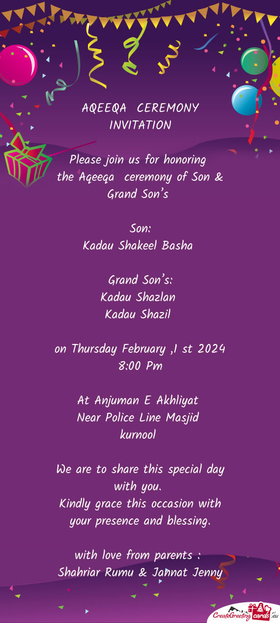 The Aqeeqa ceremony of Son & Grand Son’s