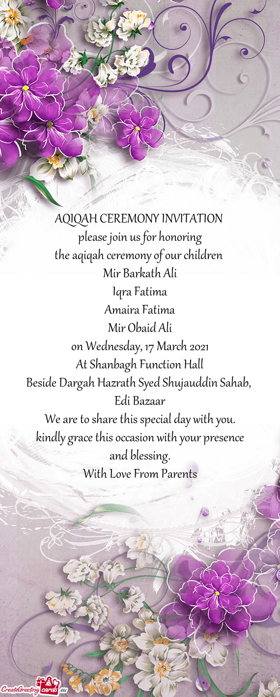 The aqiqah ceremony of our children