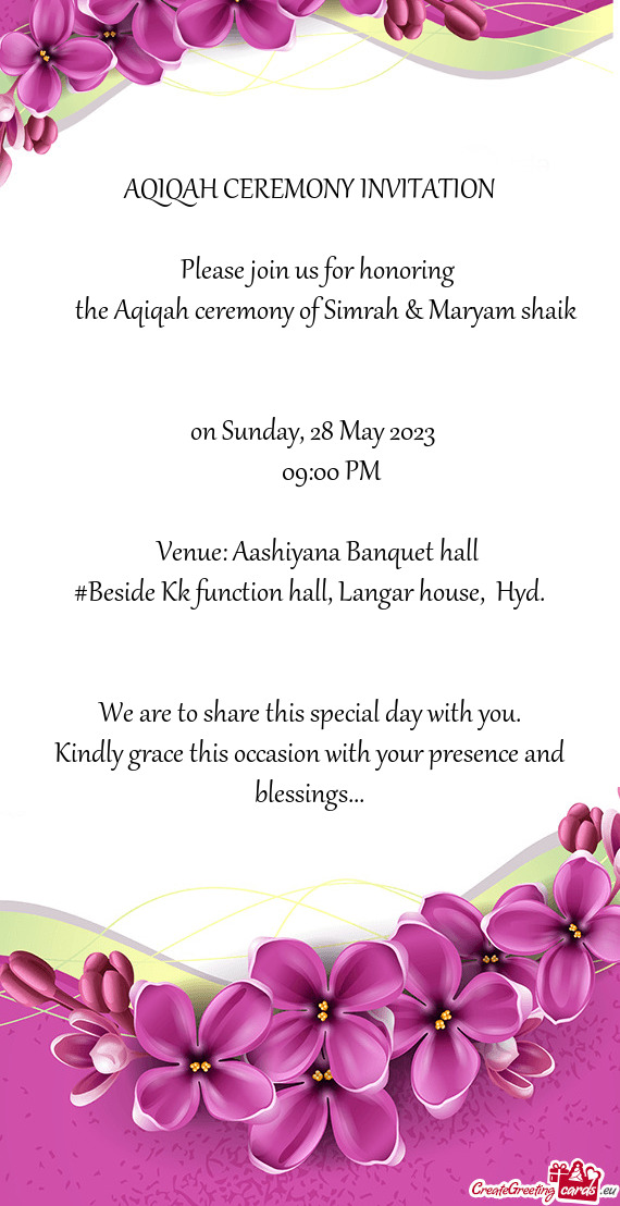 The Aqiqah ceremony of Simrah & Maryam shaik